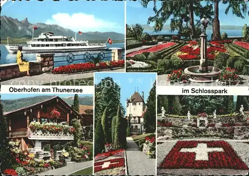 Oberhofen Thunersee Faehre Schlosspark Teilansichten Kat. Oberhofen Thunersee