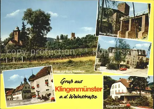 Klingenmuenster Burg Landeck Eingang Kaysermuehle Klingbachhof Aug Becker Denkmal Kat. Klingenmuenster