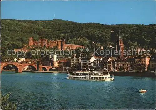 Heidelberg Neckar Partie am Neckar Fahrgastschiff Kat. Heidelberg