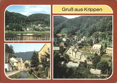 Krippen Bad Schandau Elbfaehre Krippenbach Blick vom Pueschelweg  Kat. Bad Schandau