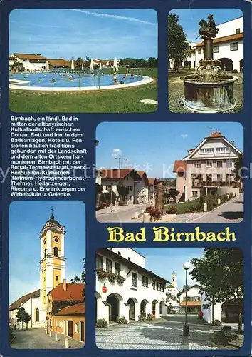 Bad Birnbach Schwimmbad Brunnen Dorfpartie Kirche Kat. Bad Birnbach