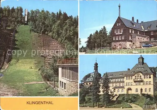 Klingenthal Vogtland Gr Aschbergschanze Jugendherberge Klement Gottwald Rathaus Kat. Klingenthal Sachsen