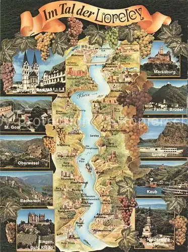 Loreley Lorelei Boppard Basilika Marksburg St Goar Feindl Brueder Oberwesel Loreleyfelsen Bacharach Kaub Bingen Burg Klopp Niederwald  Denkmal Kat. Sankt Goarshausen