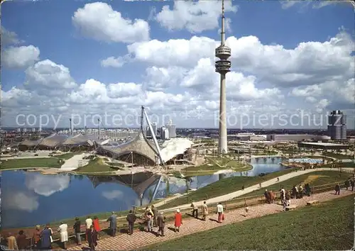 Muenchen Olympiaturm Sporthalle und Schwimmhalle Kat. Muenchen