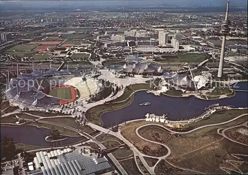 Muenchen Olympiaturm Sporthalle und Schwimmhalle Kat. Muenchen