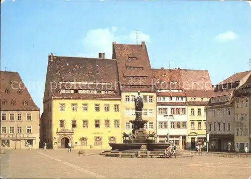 Freiberg Sachsen Obermarkt mit Brunnen Otto der Reiche Kat. Freiberg