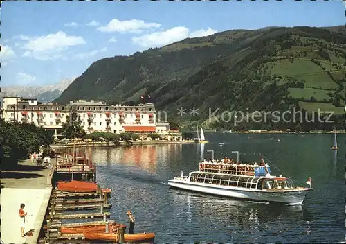 Zell See Ufer Promenade mit Grand Hotel Kat. Zell am See