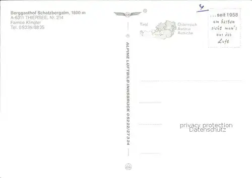 Thiersee Panorama Aplengasthof Schatzbergalm Kat. Thiersee