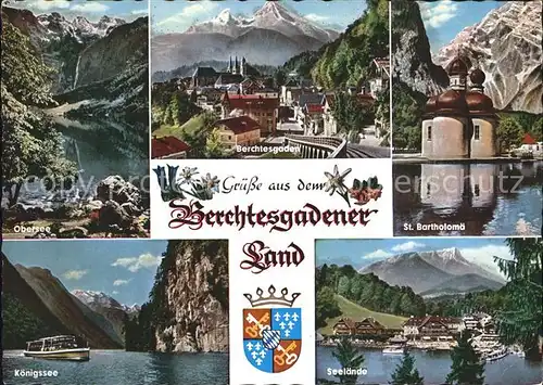 Berchtesgaden Koenigsee Panorama Sankt Bartholomae Seelaende Kat. Berchtesgaden