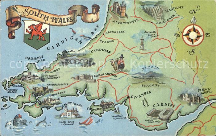 Wales Karte Sued Wales Kat Rotherham Nr Kg93428 Oldthing Ansichtskarten Yorkshire