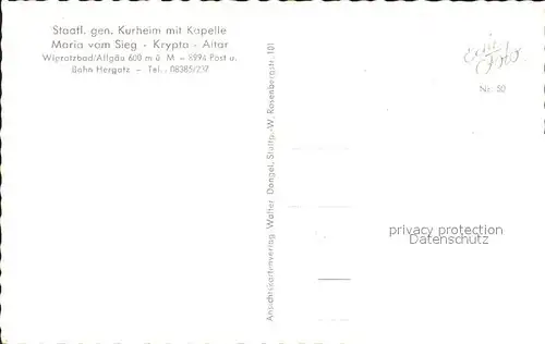 Wigratzbad Maria vom Sieg Krypta Altar Kat. Opfenbach