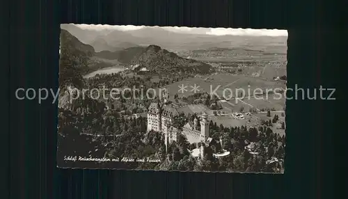 Schwangau Fliegeraufnahme Schloss Neuschwanstein mit Alpsee Kat. Schwangau