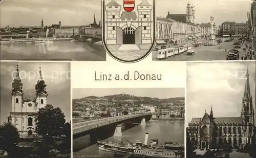 Linz Donau Strassenbahn Schiff Dom Kat. Linz