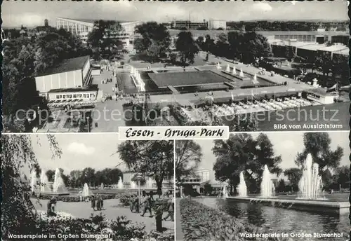 Essen Ruhr Gruga Park Blick vom Aussichtsturm Wasserspiele  Kat. Essen