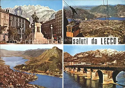 Lecco Panorama Bruecke Denkmal Seilbahn Kat. Lecco