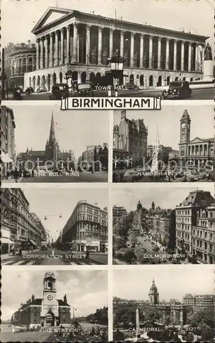 Birmingham Town Hall Bull Ring Chamberlain Place Corporation Street Colmore Row Cathedral Fire Station Kat. Birmingham