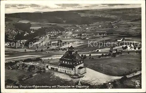 Neuhausen Erzgebirge Panorama Blick ueber Berghaus Schwartenberg Fliegeraufnahme Kat. Neuhausen Erzgebirge