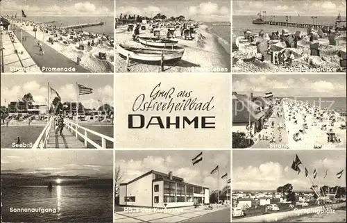 Dahme Ostseebad Strand Promenade Seebruecke Sonnenaufgang Haus des Kurgastes Campingplatz Kat. Dahme