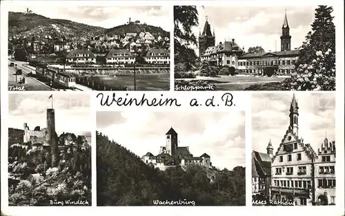 Weinheim Bergstrasse Total Schlosspark Altes Rathaus Wachenburg Burg Windeck Kat. Weinheim