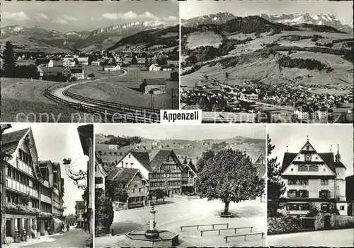 Appenzell IR Gesamtansicht mit Alpenpanorama Strassenpartie Platz Brunnen Kat. Appenzell
