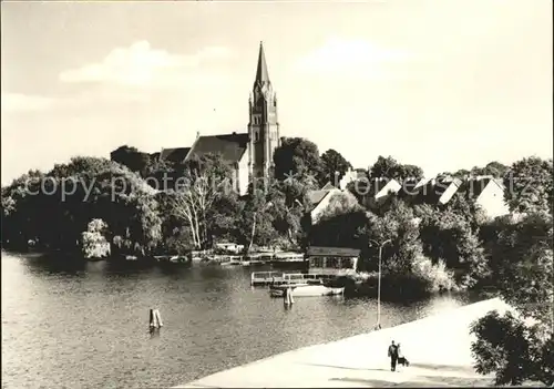 Roebel Mueritz Uferpromenade am See Kirche Kat. Roebel Mueritz