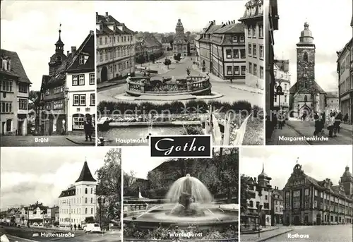 Gotha Thueringen Bruehl Hauptmarkt Margarethenkirche Rathaus Wasserkunst Huttenstrasse Kat. Gotha