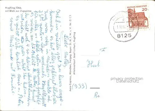 Huglfing Fliegeraufnahme mit Zugspitze Kat. Huglfing