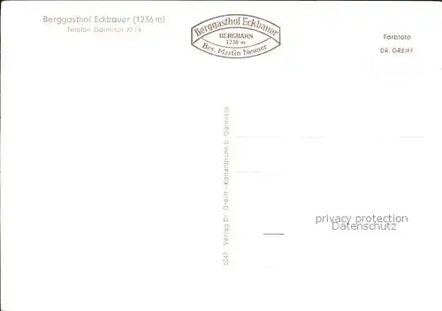 Garmisch Partenkirchen Berggasthof Eckbauer Luftseilbahn Kat. Garmisch Partenkirchen