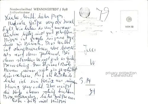 Wenningstedt Sylt Fliegeraufnahme Kat. Wenningstedt Braderup (Sylt)