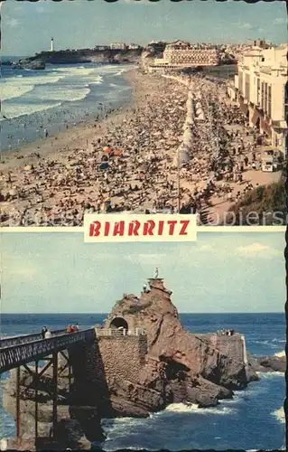 Biarritz Pyrenees Atlantiques Strand et le Rocher de la Vierge Kat. Biarritz