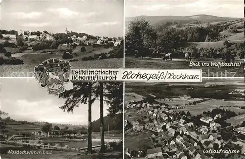 Hohegeiss Harz Wolfsbachtal Fliegeraufnahme Schwimmbad Kat. Braunlage