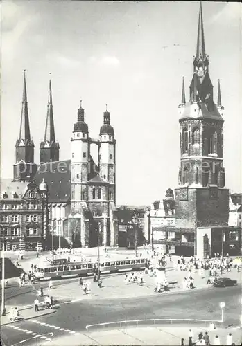 Halle Saale Marktplatz mit Kirche und Rotem Turm Kat. Halle