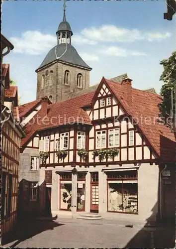 Tecklenburg Ortspartie mit Kirchturm Kat. Tecklenburg