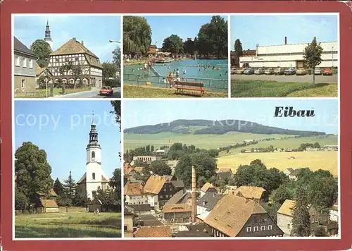 Eibau Dorfmotiv Freibad Sporthalle Am Kottmar Kirche  Kat. Eibau