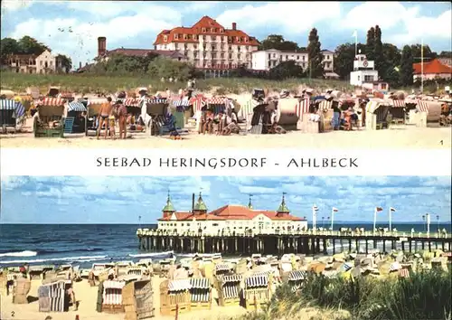 Heringsdorf Ostseebad Usedom FDGB Heim Solidaritaet Ahlbeck Seebruecke Strand Kat. Heringsdorf