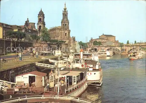 Dresden Dampferanlegestelle vor der Bruehlschen Terrasse Kat. Dresden Elbe