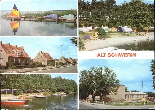 Alt Schwerin Plauer See Dorfstr Bootsanlegestelle Campingplatz Dorfkulturhaus Kat. Alt Schwerin