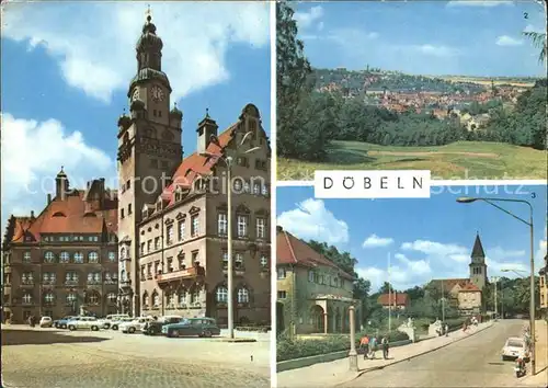 Doebeln Rathaus Panorama Stadtbad Kat. Doebeln