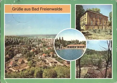 Bad Freienwalde Totalansicht Aussichtsturm Freibad Kulturhaus Alexander Puschkin Rheumasanatorium Kurhaus Kat. Bad Freienwalde