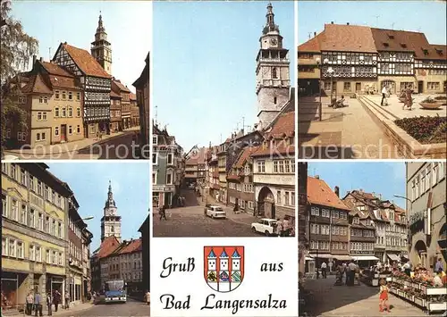 Bad Langensalza Schloss Kornmarkt Bonifaciusgasse Marktkirche Marktstrasse Boulevardcafe Kat. Bad Langensalza