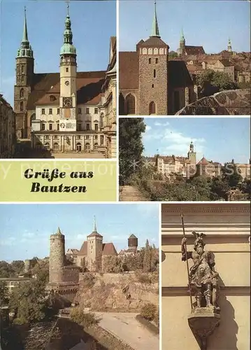 Bautzen Rathaus Petridom Alte Wasserkunst Michaeliskirche Roehrscheidbastei Ritter Dutschmann Figur  Kat. Bautzen