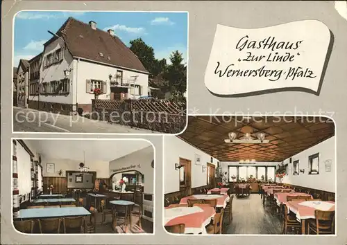 Wernersberg Pfalz Gasthaus zur Linde Gastraum Kat. Wernersberg