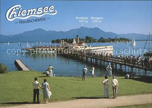 Chiemsee mit Frauenchiemsee 100jaehriges Kloster Seebruecke Kat. Chiemsee