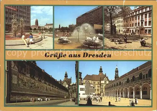 Dresden Glasbrunnen Pirnaischer Platz Prager Str Strasse der Befreiung Fuerstenzug Stallhof Kat. Dresden Elbe