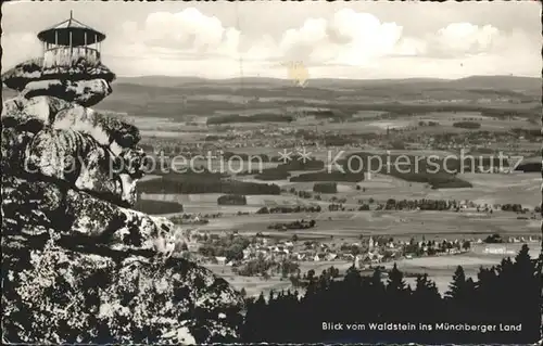 Waldstein Fichtelgebirge Blick vom Aussichtspavillon Waldstein ins Muenchberger Land Kat. Wunsiedel