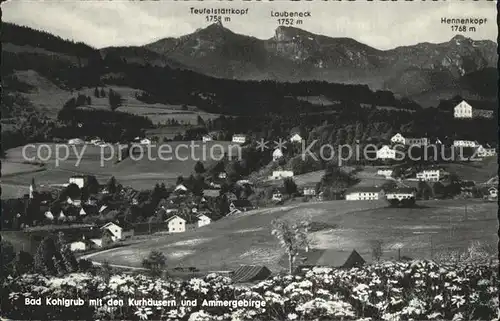 Bad Kohlgrub mit Kurhaeusern und Ammergebirge Kat. Bad Kohlgrub