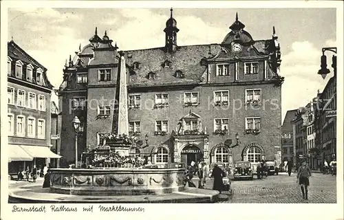 Darmstadt Rathaus mit Marktbrunnen Kat. Darmstadt