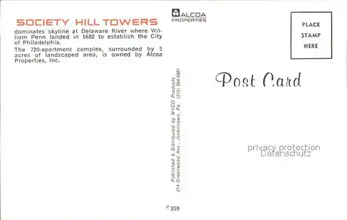 Philadelphia Pennsylvania Society Hill Towers Kat. Philadelphia