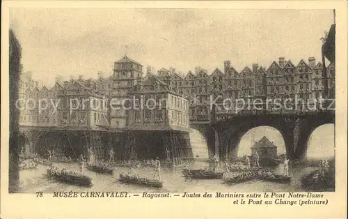 Paris Musee Carnavalet Raguenet Joutes des mariniers entre le Pont Notre Dame et le Pont au Change Kat. Paris