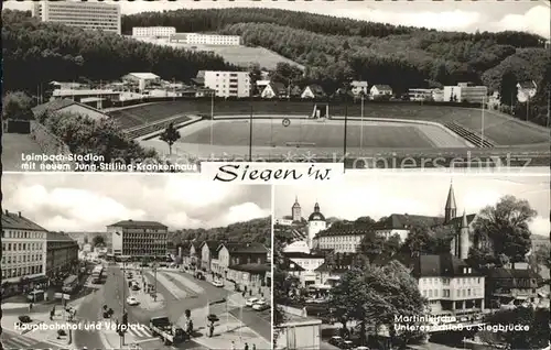 Siegen Westfalen Leimbach Stadion Krankenhaus Hauptbahnhof Vorplatz Martinikirche Schloss Siegbruecke Kat. Siegen